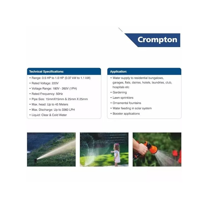 Buy Crompton 0.5 HP 0.37KW Self Priming Pump Mini Masterplus-II