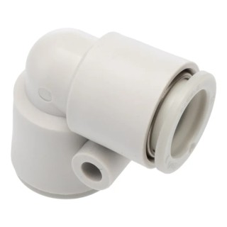 SMC Polybutylene Terephthalate Pneumatic Union Elbow Fitting Push In 12 mm x 10 mm, 10 bar Max Pressure KQ2L12-00A