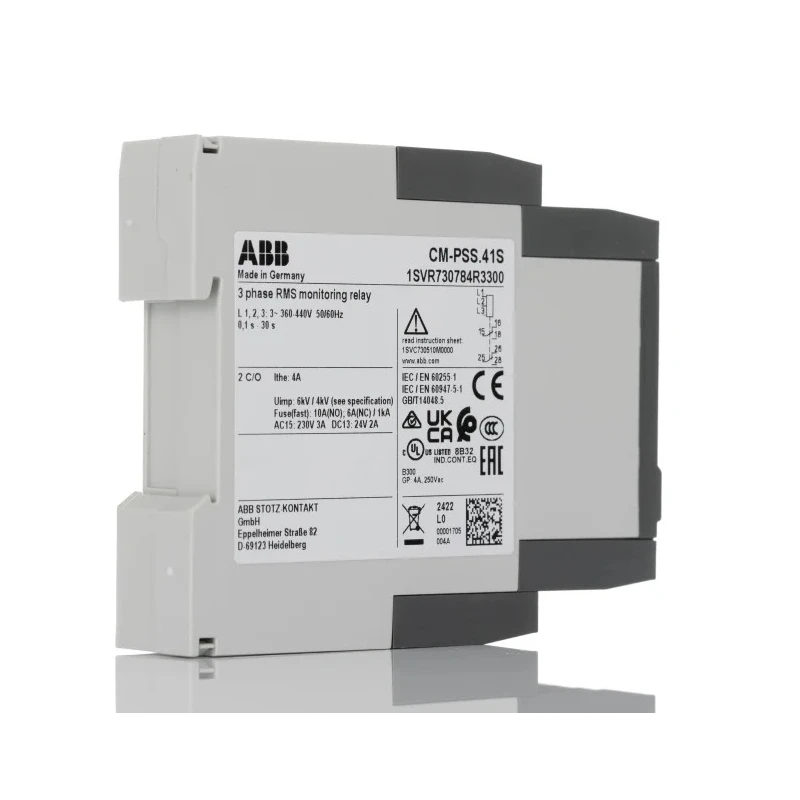 ABB Monitoring Relay 3 Phase DPDT DIN Rail 400V AC 1SVR730784R3300 CM-PSS.41S