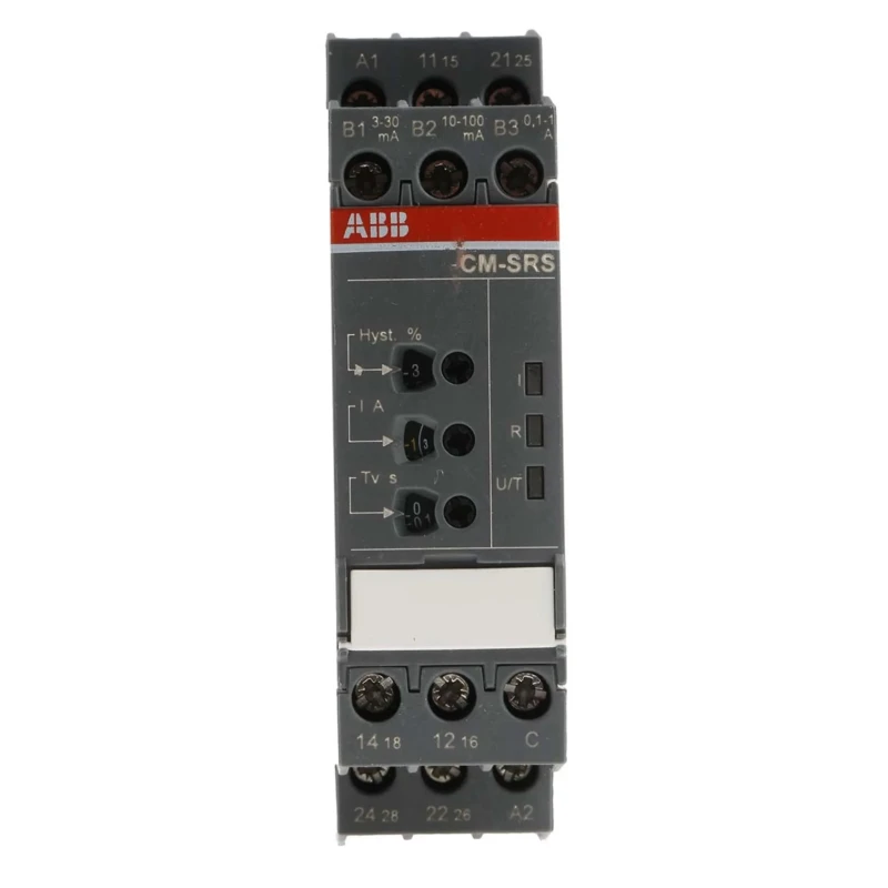 ABB Current Monitoring Relay 1 Phase DPDT DIN Rail 0.1mA to 100mA 240 V dc/ac CM-SRS Series 1SVR730840R0400 CM-SRS.21S