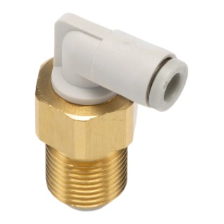 SMC KQ2 Series Brass Pneumatic Fitting Male M12 x 1 Thread, 4mm Push-in Tube Connection, 90° Angle KQ2LE04-00A