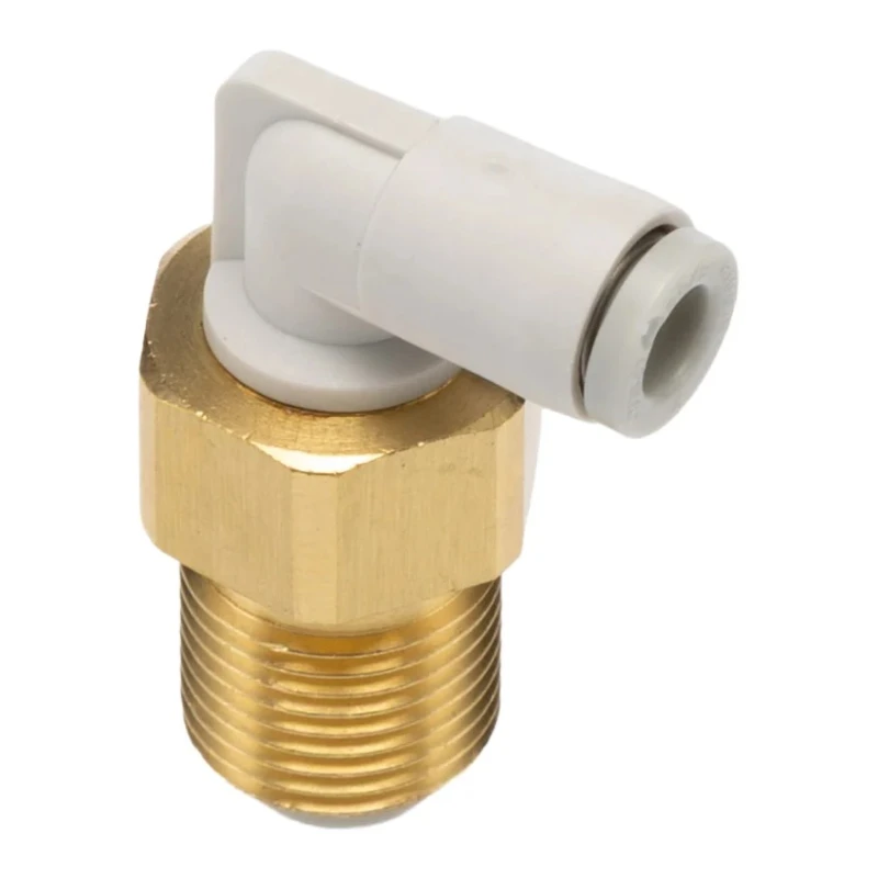SMC KQ2 Series Brass Pneumatic Fitting Male M12 x 1 Thread, 4mm Push-in Tube Connection, 90° Angle KQ2LE04-00A