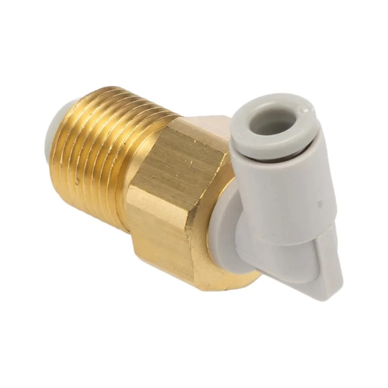 SMC KQ2 Series Brass Pneumatic Fitting Male M12 x 1 Thread, 4mm Push-in Tube Connection, 90° Angle KQ2LE04-00A