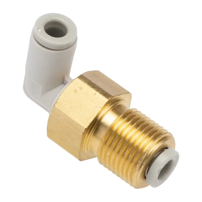 SMC KQ2 Series Brass Pneumatic Fitting Male M12 x 1 Thread, 4mm Push-in Tube Connection, 90° Angle KQ2LE04-00A