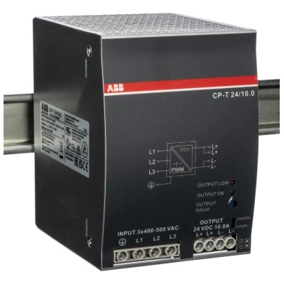 ABB CPT Switched Mode DIN Rail Power Supply AC/DC Input 400–500V, Output 24V DC 10 A 240 W 1SVR427055R0000 CP-T 24/10.0