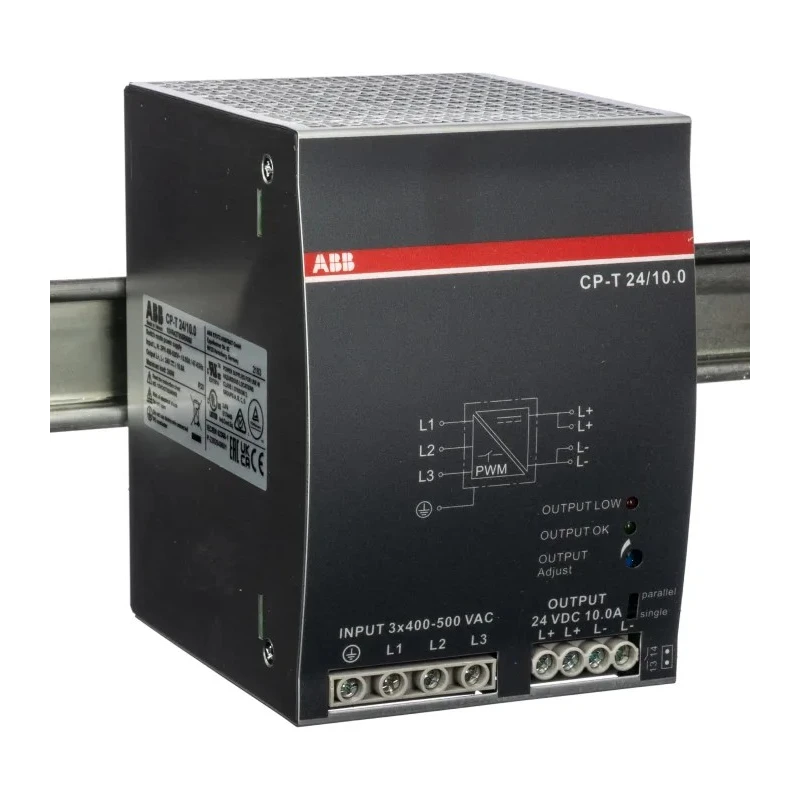 ABB CPT Switched Mode DIN Rail Power Supply AC/DC Input 400–500V, Output 24V DC 10 A 240 W 1SVR427055R0000 CP-T 24/10.0