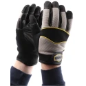 Polyco Healthline Multi-Task 5 Black Leather Nylon Spandex Work Gloves Size 10 Uncoated MT5/10
