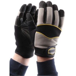 Polyco Healthline Multi-Task 5 Black Leather Nylon Spandex Work Gloves Size 10 Uncoated MT5/10