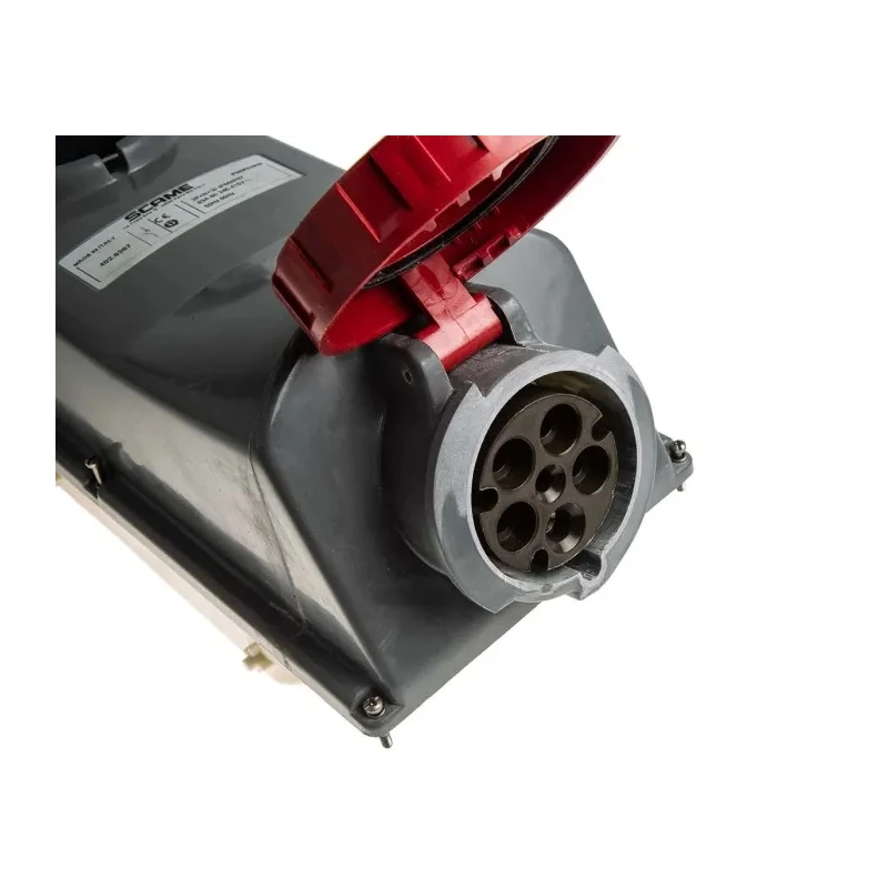 Scame 63A 415V IP67 Red Panel Mount Industrial Power Connector 3P+N+PE IP67