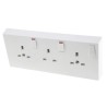 RS PRO 13A White 3 Gang Plug Socket Indoor Type G Surface Mount Rocker Switch 230V 776-8435