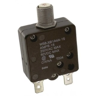 TE Connectivity Thermal Circuit Breaker 15A Current Rating 1-Pole Direct Mount 250V AC 50V DC W58-XB1A4A-15