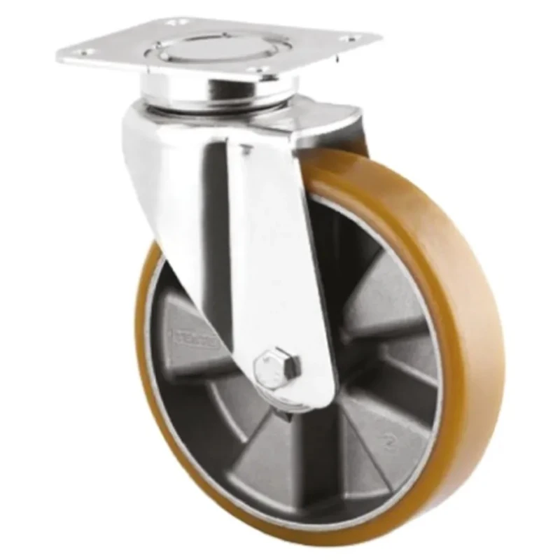 Tente Heavy Duty Swivel Castor with 500 kg Capacity, 125 mm Polyurethane Wheel, Aluminium Hub, Pressed 3640ITP125P63 FLAT