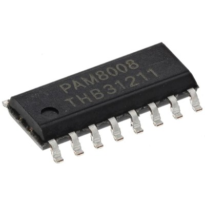 DiodesZetex Audio Amplifier IC, 16-Pin SOP Package, 2.4W Class D, PAM8008DR