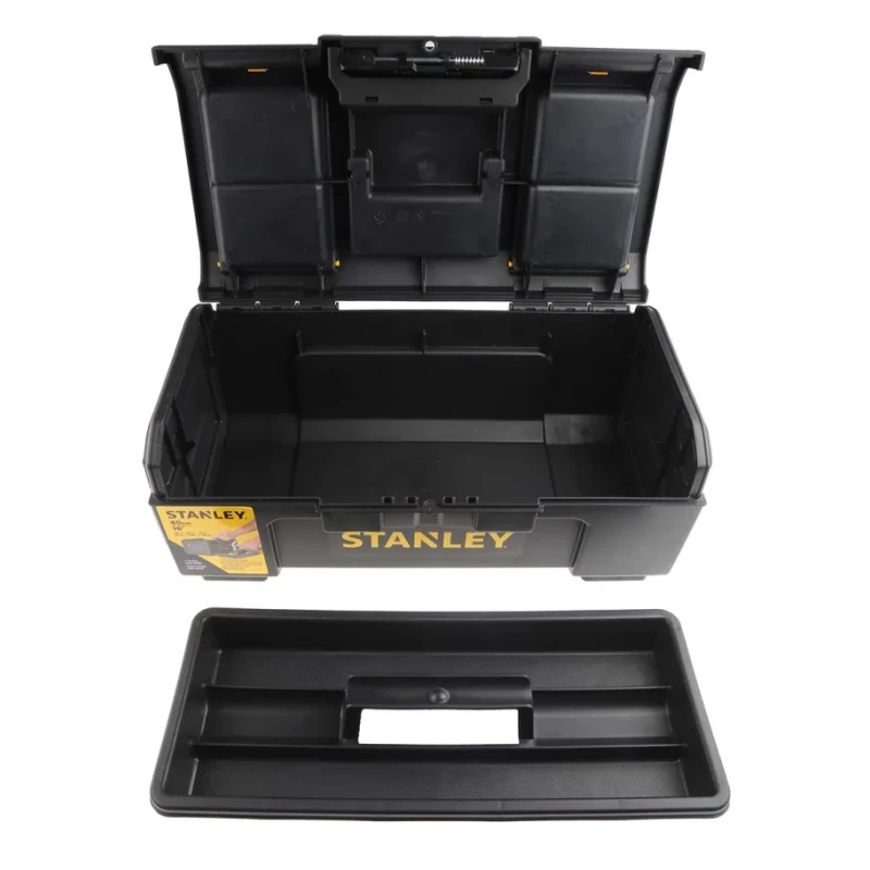 Stanley 2 Drawer Plastic Tool Box Black Yellow 218 mm Height 410 mm Width 410 mm 1-79-216