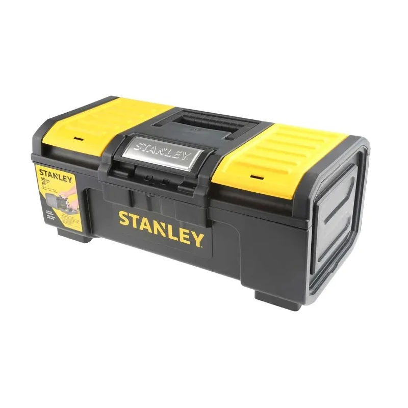 Stanley 2 Drawer Plastic Tool Box Black Yellow 218 mm Height 410 mm Width 410 mm 1-79-216