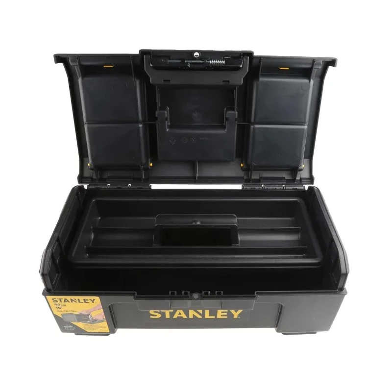Stanley 2 Drawer Plastic Tool Box Black Yellow 218 mm Height 410 mm Width 410 mm 1-79-216