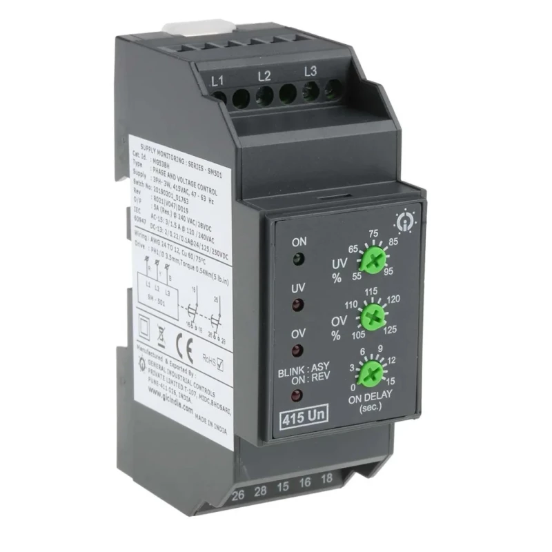 GIC Monitoring Relay 3 Phase DPDT DIN Rail 415V ac MG53BH
