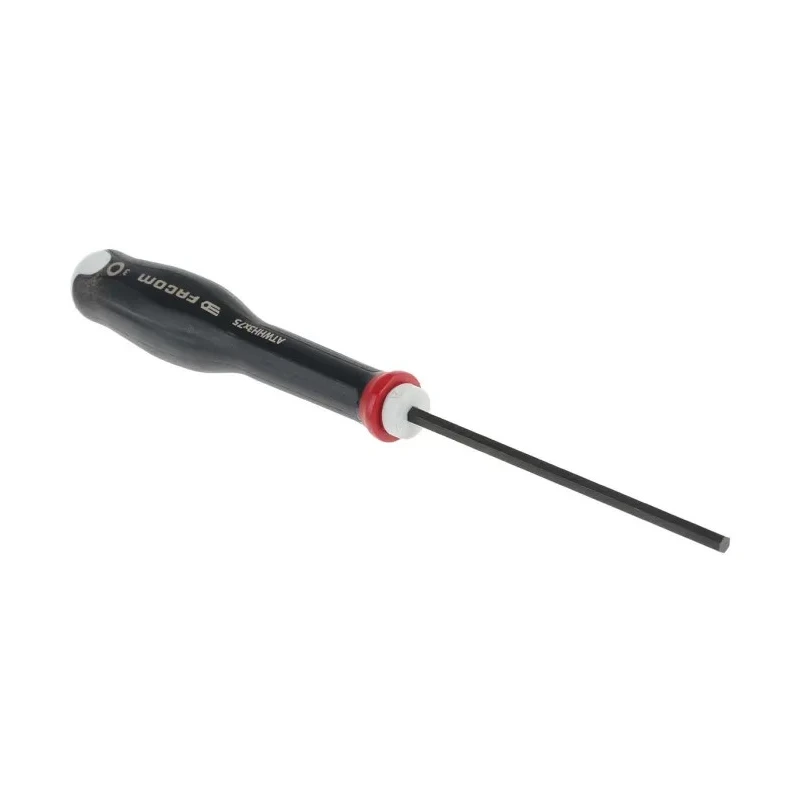 Facom Standard Hexagon Screwdriver 3 mm Tip, 75 mm Blade, 169 mm Overall Length ATWHH3X75