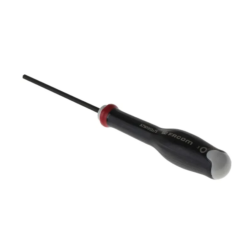 Facom Standard Hexagon Screwdriver 3 mm Tip, 75 mm Blade, 169 mm Overall Length ATWHH3X75