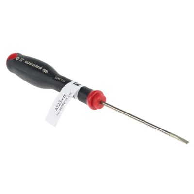Facom Slotted Screwdriver with 75 mm Blade Length, 169 mm Overall Length, Bi-Material Handle, Silicon Carbon Blade AT2.5X75