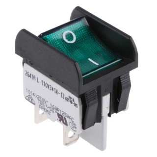 APEM Illuminated DPST On-Off On-Off Rocker Switch Panel Green Actuator 16A 250V AC 2600 Series 2641LP/2A23321L110V3
