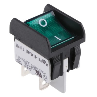 APEM Illuminated DPST On-Off On-Off Rocker Switch Panel Green Actuator 16A 250V AC 2600 Series 2641LP/2A23321L110V3