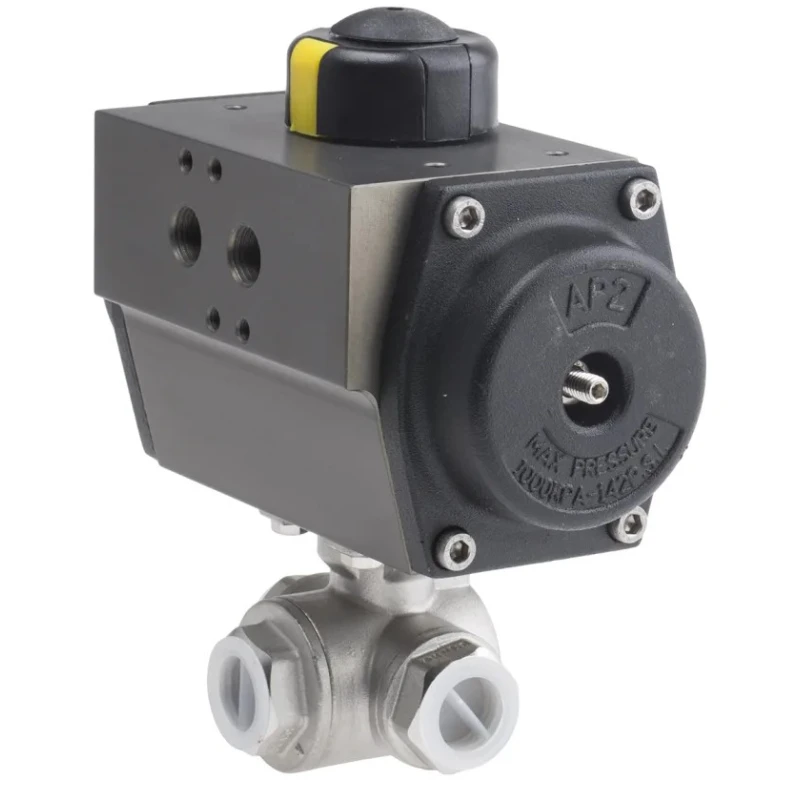 RS PRO Pneumatic Actuated 3 Way Ball Valve 1000 psi 1/2 in Model 799-8777