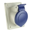 Scame Heavy Duty Power Connector Blue 16A 230V Panel Mount Angled IP44 Optima IP44