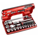 Facom 21-Piece 1/2 in Drive 6 Point Socket Set with Extendable Pear Head Ratchet SXL.DBOX1PB
