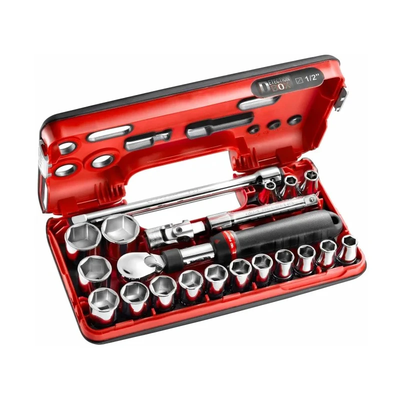 Facom 21-Piece 1/2 in Drive 6 Point Socket Set with Extendable Pear Head Ratchet SXL.DBOX1PB