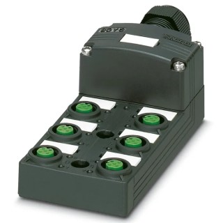 Phoenix Contact SACB Series Sensor Box 6 Port M12, Spring Cage Connection, 120V, Polybutylene Terephthalate Housing 1452945
