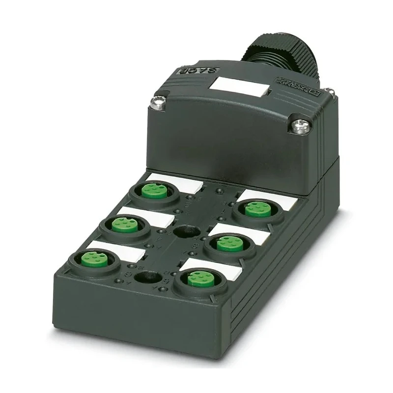 Phoenix Contact SACB Series Sensor Box 6 Port M12, Spring Cage Connection, 120V, Polybutylene Terephthalate Housing 1452945