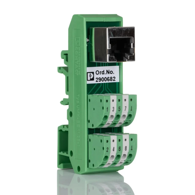 Phoenix Contact 8-Contact Female Interface Module RJ45 Connector DIN Rail Mount 4A 48V 2900682