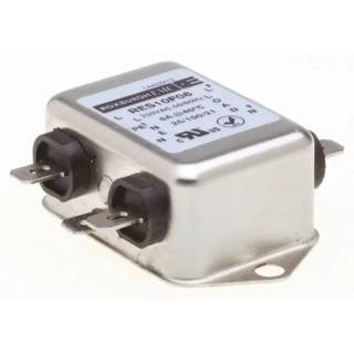 Roxburgh EMC RES10 Single Phase Chassis Mount RFI Filter 6A 250V AC 400Hz Fast-On Termination 