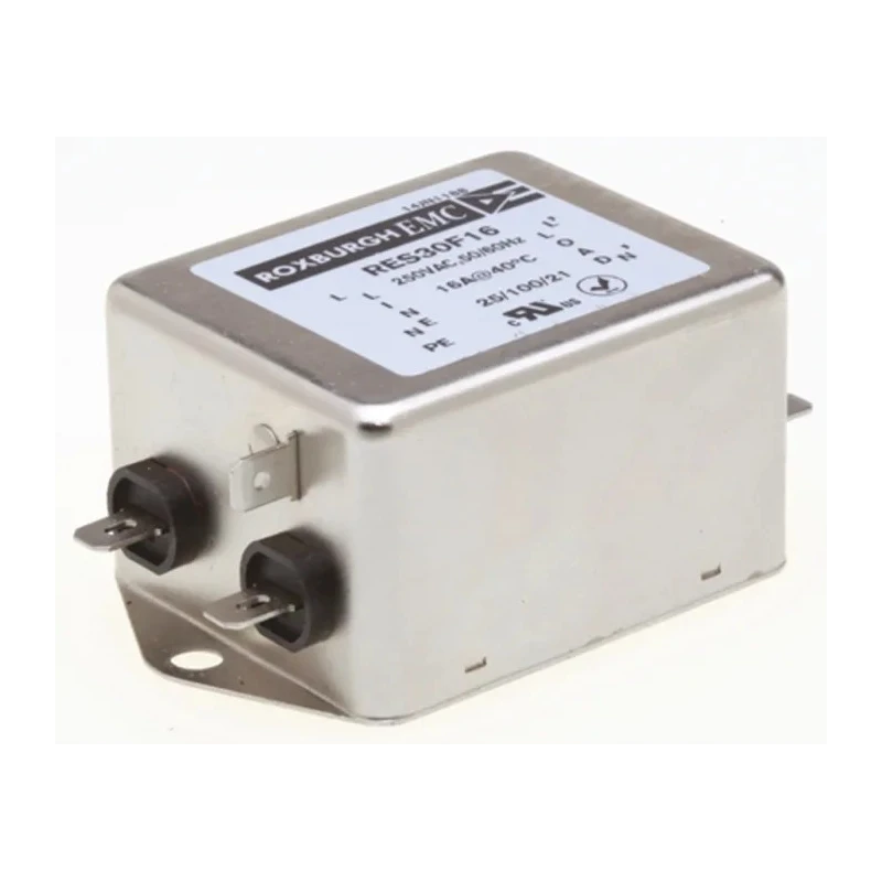 Roxburgh EMC Single Phase Chassis Mount RFI Filter 16 A 250V AC 400Hz Fast-On Termination RES30