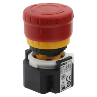 Idec XA Series Emergency Stop Push Button Panel Mount 16.2 mm Cutout 3P CO IP65 XA1E-BV313R