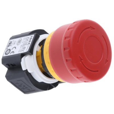 Idec XA Series Emergency Stop Push Button Panel Mount 16.2 mm Cutout 4PST Contact Configuration IP65 XA1E-BV304R