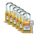 ABUS Yellow Padlock Steel Nylon, 6.35 mm Shackle Diameter, 38.1 mm Length 051346