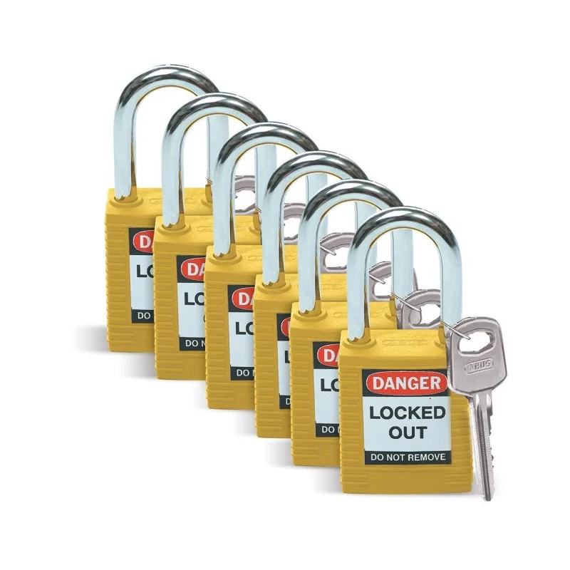 ABUS Yellow Padlock Steel Nylon, 6.35 mm Shackle Diameter, 38.1 mm Length 051346