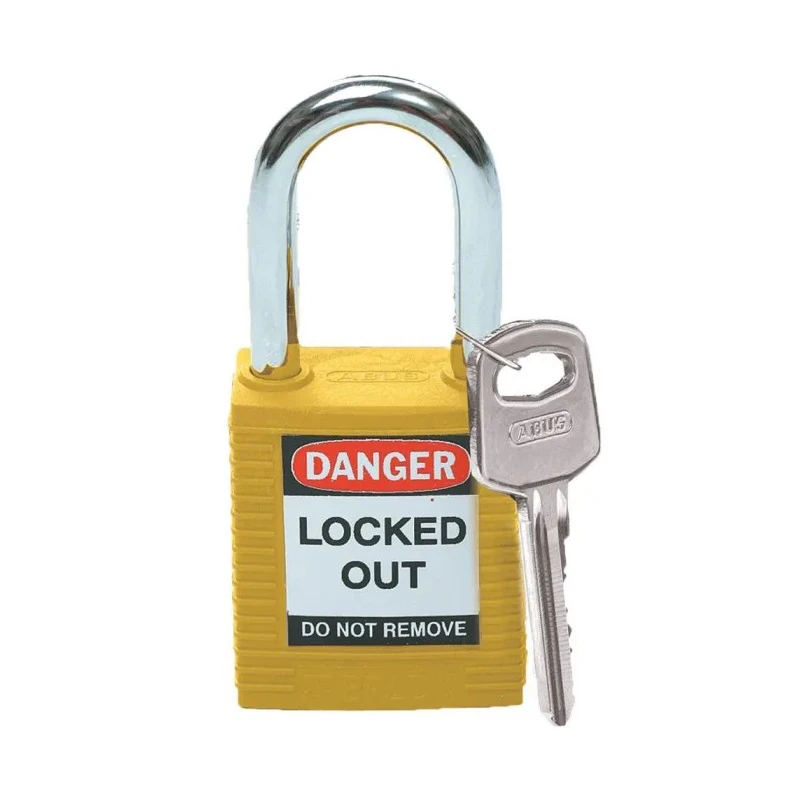 ABUS Yellow Padlock Steel Nylon, 6.35 mm Shackle Diameter, 38.1 mm Length 051346