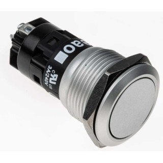 EAO 82 Series Momentary Push Button Switch, Panel Mount, 19 mm Cutout, SPDT, IP65, IP67, 240 V DC, 250 V AC 82-5552.1000
