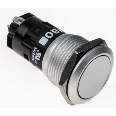 EAO 82 Series Momentary Push Button Switch, Panel Mount, 19 mm Cutout, SPDT, IP65, IP67, 240 V DC, 250 V AC 82-5552.1000