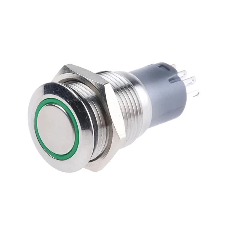 RS PRO Illuminated Momentary Push Button Switch, Panel Mount, 16 mm Cutout, SPDT, Green LED, IP65 IP67, 250 V AC 811-8443