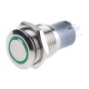 RS PRO Illuminated Momentary Push Button Switch, Panel Mount, 16 mm Cutout, SPDT, Green LED, IP65 IP67, 250 V AC 811-8443