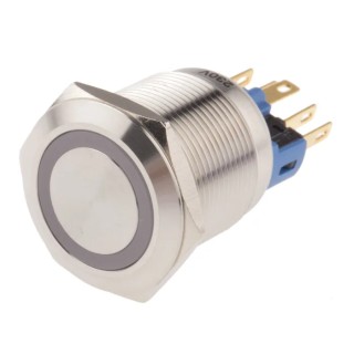 RS PRO Illuminated Push Button Switch Latching Panel Mount 22 mm Cutout SPDT Red LED IP65 IP67 250V AC 811-8500