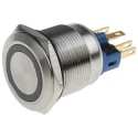 RS PRO Illuminated Push Button Switch, Latching, Panel Mount, 22 mm Cutout, SPDT, Blue LED, IP65, IP67, 250 V AC 811-8487