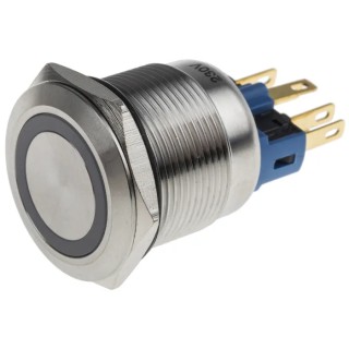 RS PRO Illuminated Push Button Switch, Latching, Panel Mount, 22 mm Cutout, SPDT, Blue LED, IP65, IP67, 250 V AC 811-8487