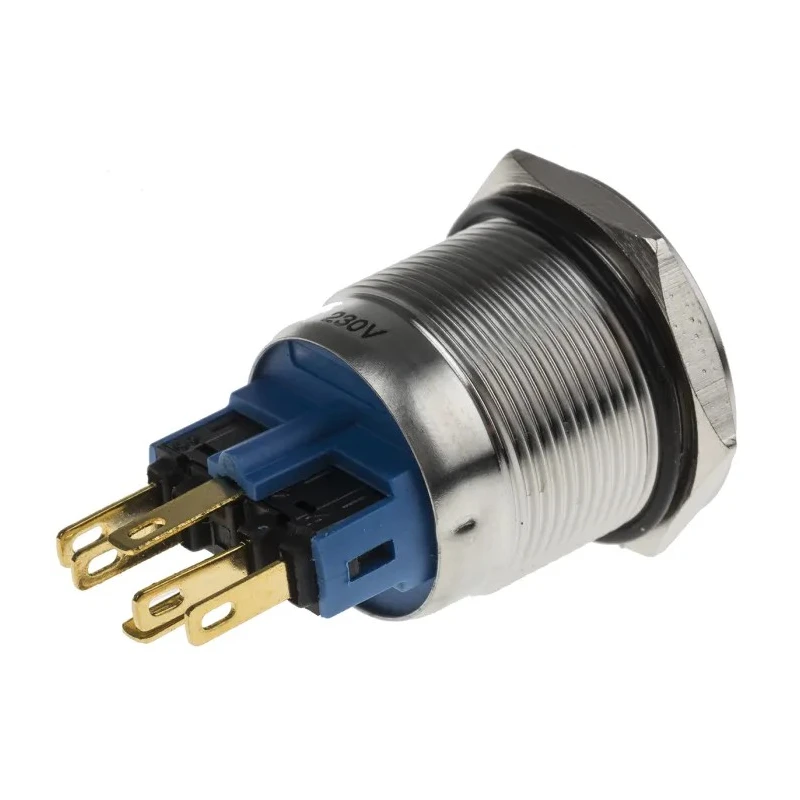 RS PRO Illuminated Push Button Switch, Latching, Panel Mount, 22 mm Cutout, SPDT, Blue LED, IP65, IP67, 250 V AC 811-8487