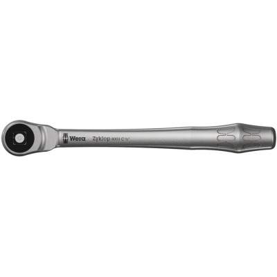 Wera Zyklop 1/2 in Ratchet with Ratchet Handle, Chrome Molybdenum Steel, Chrome Finish, 281mm Overall Length 05004063001