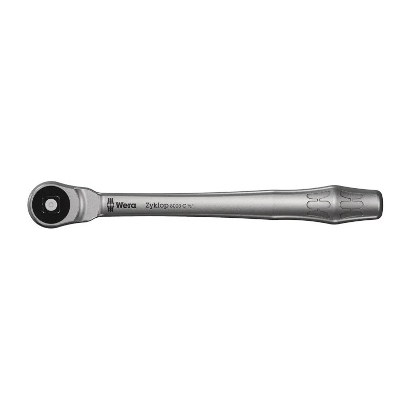 Wera Zyklop 1/2 in Ratchet with Ratchet Handle, Chrome Molybdenum Steel, Chrome Finish, 281mm Overall Length 05004063001